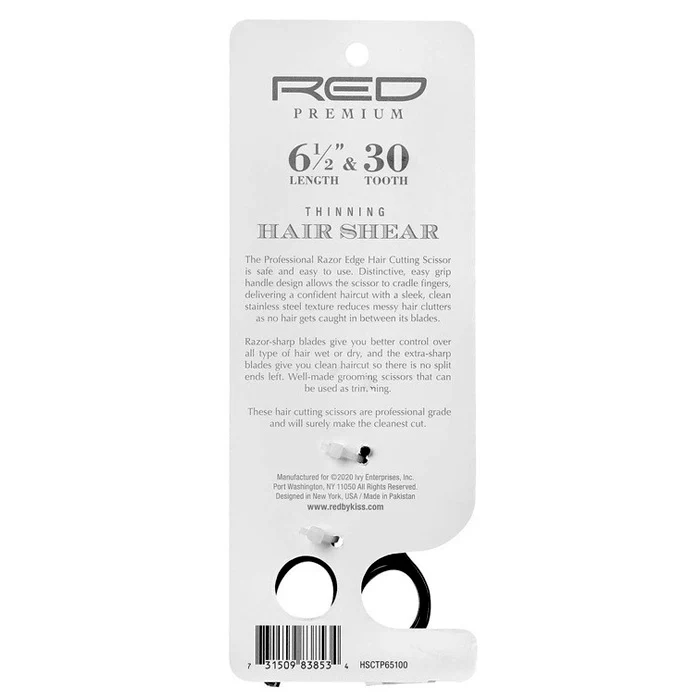 Red By Kiss Premium Stainless Steel Thinning Hair Shear - 30 TEETH (6 1/2") - Image 4