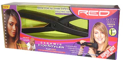 Red Ceramic Hot Styler Flat Iron 1 1/2 inch - Image 2