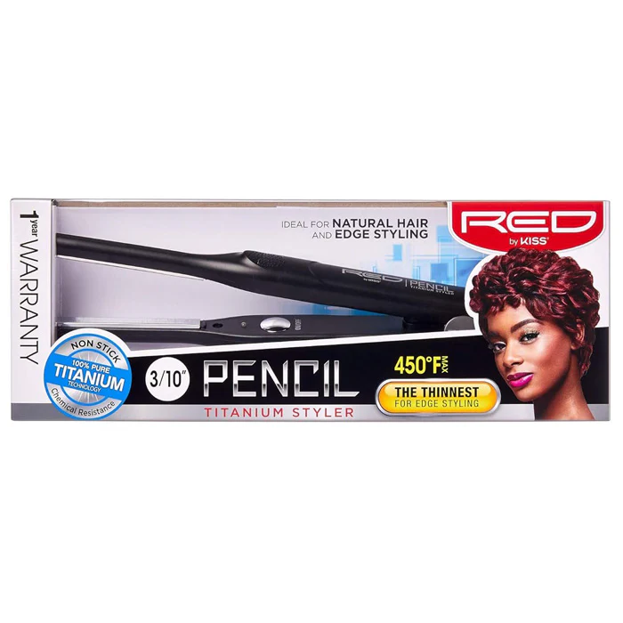 Red Ceramic Pencil Titanium Styler Flat Iron 3/10 inch