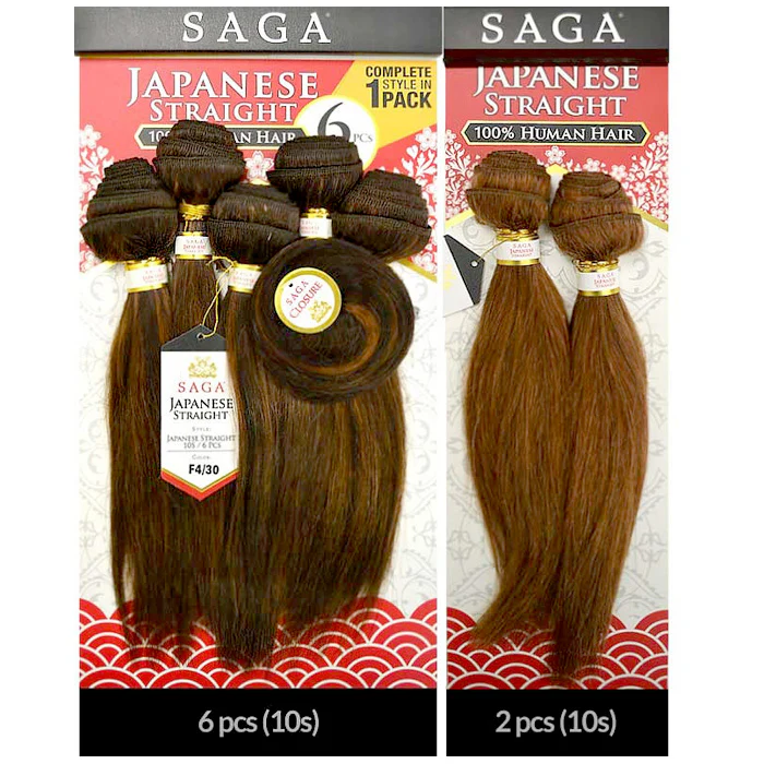 Saga 100% Human Hair Weave and Closure - JAPANESE STRAIGHT 6 Pcs 10S" - Image 5