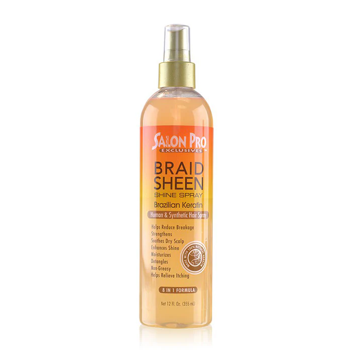 Salon Pro Exclusives Braid Sheen Shine Spray - BRAZILIAN KERATIN OIL 12 oz