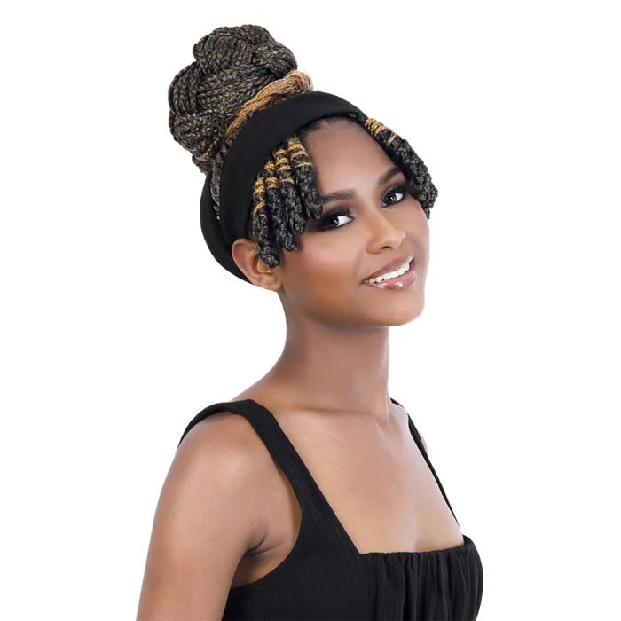 Seduction Quick Wrap with Headband Wig - BOX BRAID with BANG 30" - WRAP.BNG30 - Image 2