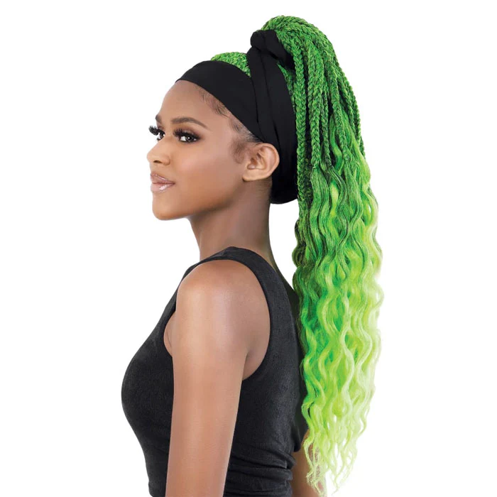 Seduction Quick Wrap with Headband Wig - BOX BRAID with CURLY ENDS 30", 36" - Image 2