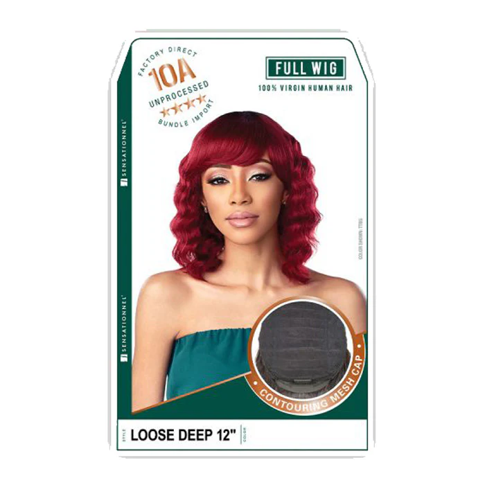 Sensationnel 100% Virgin Human Hair Full Wig 10A Loose Deep 12" - Image 5