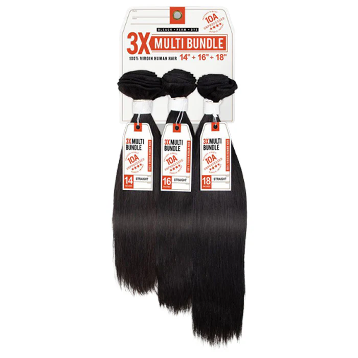 Sensationnel 10A Unprocessed 100% Virgin Human Hair 3X Multi Bundle Weave - STRAIGHT 16-22" Multi Length