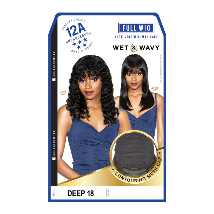 Sensationnel Unprocessed Virgin Human Hair 12A Wet & Wavy Full Wig - DEEP 18 - Image 3