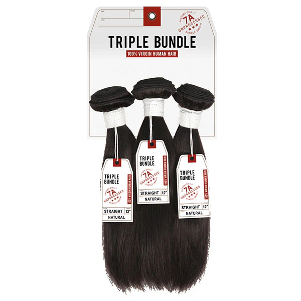 Sensationnel Bare & Natural Unprocessed 100% Virgin Human Hair Triple Bundle Weave 7A STRAIGHT