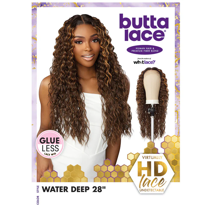 Sensationnel Butta Lace Glueless Human Hair Blend 5 Deep Parting HD Lace Front Wig - WATER DEEP 28" - Image 8