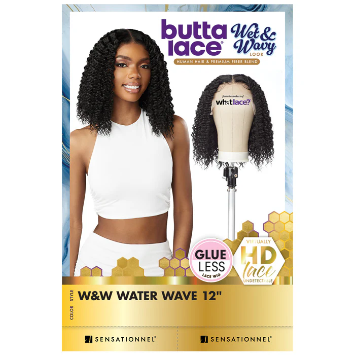 Sensationnel Butta Lace Wet and Wavy Glueless Human Hair Blend HD 5" Deep Lace Parting Front Wig - W&W WATER WAVE 12 - Image 6