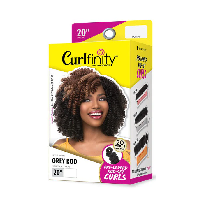Sensationnel Curlfinity Pre-Loop Rod-Set Curls Bulk Braid - GREY ROD 10/20" - Image 7