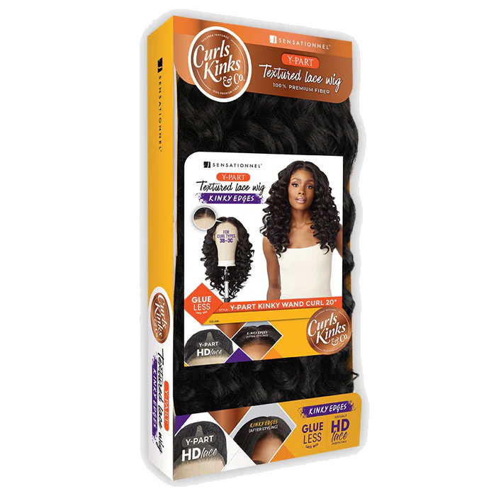 Sensationnel Curls Kinks & Co Glueless Textured HD Lace Front Wig - Y-PART KINKY WAND CURL 20" - Kinky Edges - Image 5