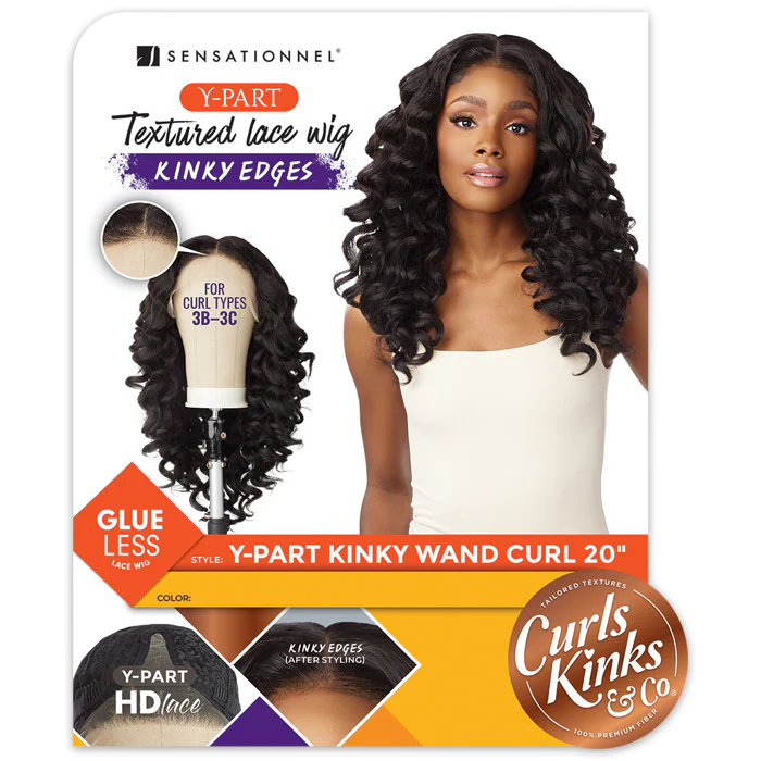 Sensationnel Curls Kinks & Co Glueless Textured HD Lace Front Wig - Y-PART KINKY WAND CURL 20" - Kinky Edges - Image 6
