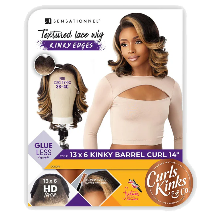 Sensationnel Curls Kinks Glueless 13x6 HD Textured Lace Frontal Wig - 13x6 KINKY BARREL CURL 14" - Image 5