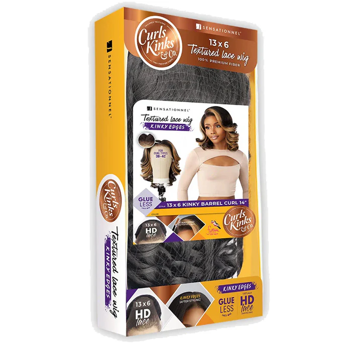 Sensationnel Curls Kinks Glueless 13x6 HD Textured Lace Frontal Wig - 13x6 KINKY BARREL CURL 14" - Image 6