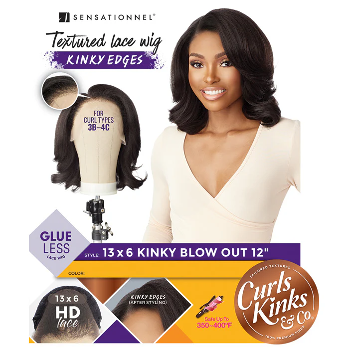 Sensationnel Curls Kinks Glueless HD 13x6 Lace Front Wig - 13x6 KINKY BLOW OUT 12" - Kinky Edges - Image 9