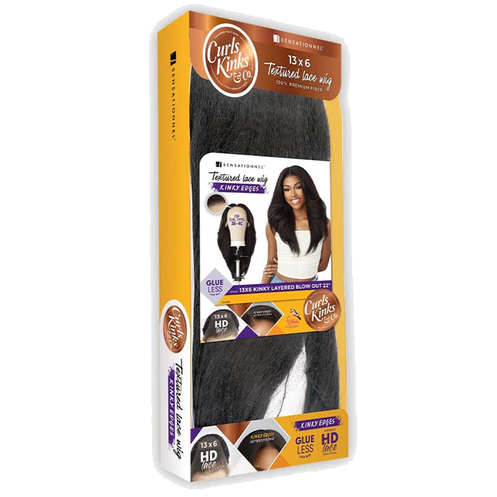 Sensationnel Curls Kinks Glueless HD 13x6 Lace Front Wig - 13x6 KINKY LAYERED BLOW OUT 22" - Kinky Edges - Image 5