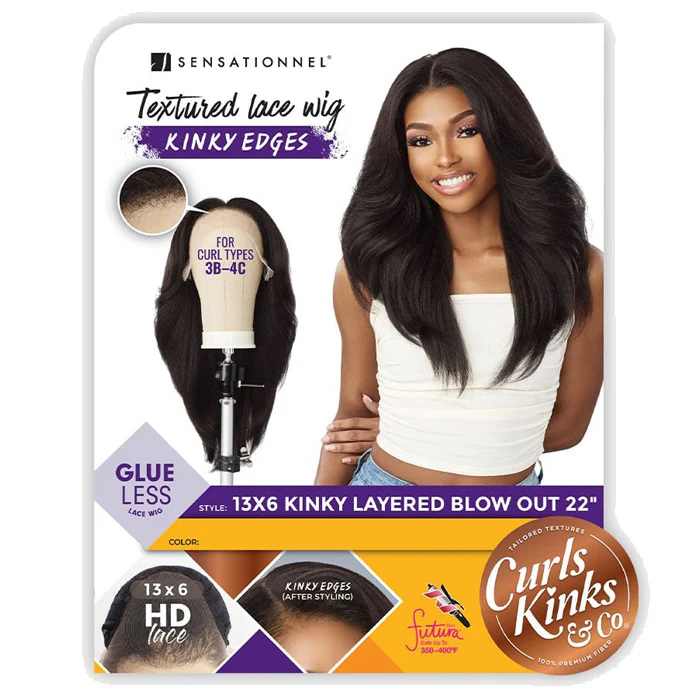 Sensationnel Curls Kinks Glueless HD 13x6 Lace Front Wig - 13x6 KINKY LAYERED BLOW OUT 22" - Kinky Edges - Image 6