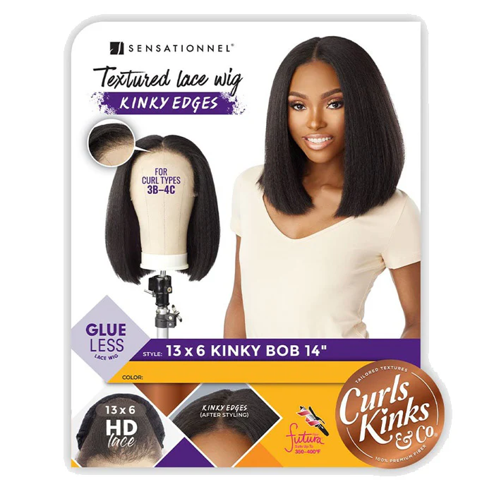Sensationnel Curls Kinks Texture Glueless 13x6 HD Lace Front Wig - 13x6 KINKY BOB 14 - Kinky Edges - Image 7