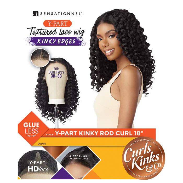 Sensationnel Curls Kinks Textured Glueless HD Lace Front Wig - Y-PART KINKY ROD CURL 18" - Kinky Edges - Image 6