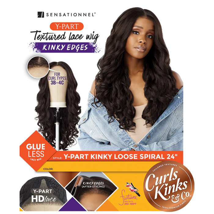 Sensationnel Curls Kinks Textured Lace Kinky Edges Glueless Y-Part HD Lace Front Wig -KINKY LOOSE SPIRAL 24" - Image 6