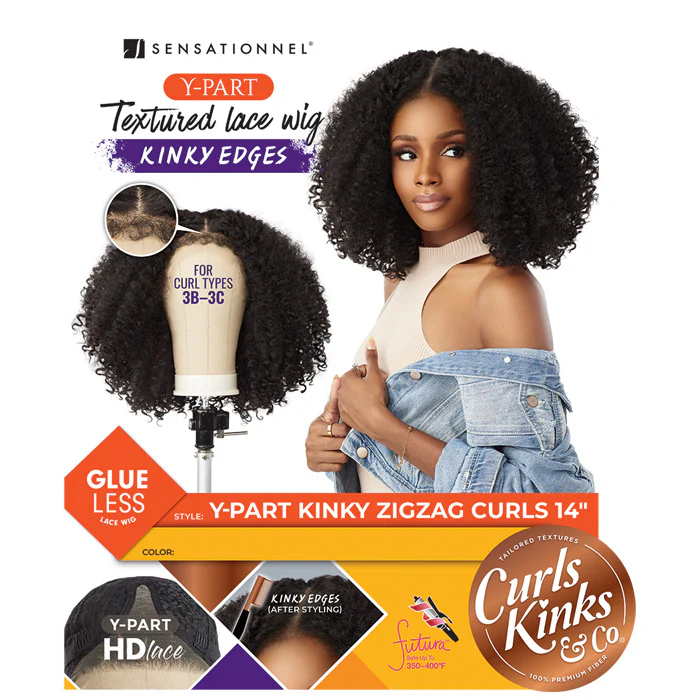 Sensationnel Curls Kinks Textured Lace Kinky Edges Glueless Y-Part HD Lace Front Wig - KINKY ZIGZAG CURLS 14" - Image 5