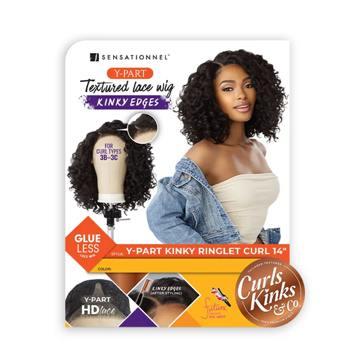 Sensationnel Curls Kinks Textured Lace Kinky Edges Glueless Y-Part HD Lace Front Wig - KINKY RINGLET CURL 14" - Image 6