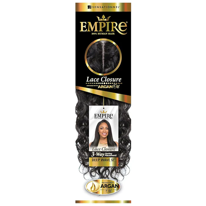 Sensationnel Empire 100% Human Hair Lace Closure 3 Way Parting Placement DEEP WAVE 12 Inch - Image 2