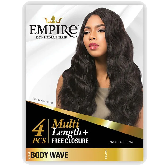 Sensationnel Empire 100% Human Hair Multi Length + Free Closure 4 PCS Weave - BODY WAVE 10-18" - Image 5