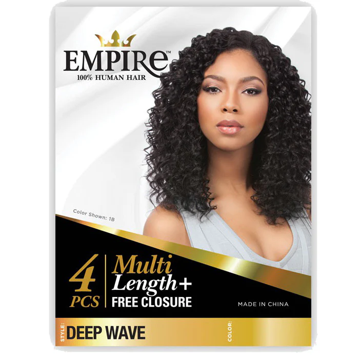 Sensationnel Empire 100% Human Hair Weave + Free Closure 4 PCS - DEEP WAVE 12-18" - Image 5
