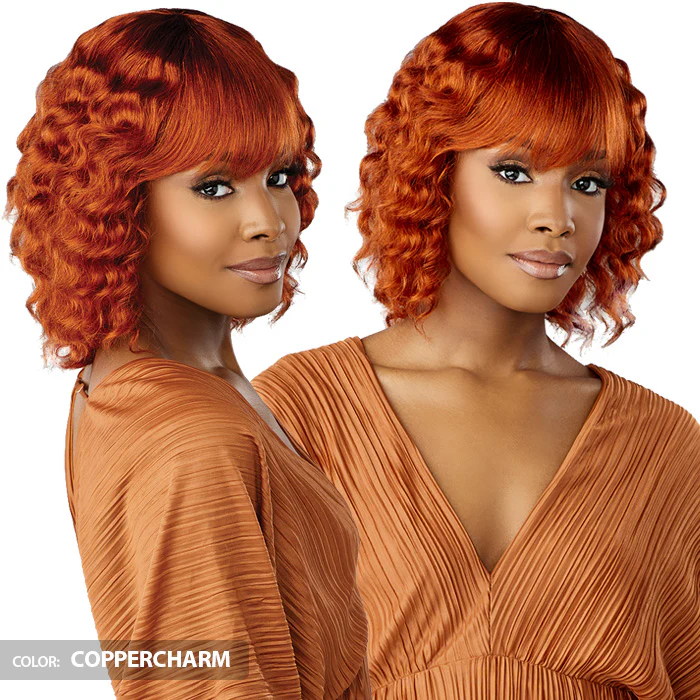 Sensationnel Empire Bob Collection with Bangs Full Wig - WAVY CUT 12" - 100% Human Hair - Image 2