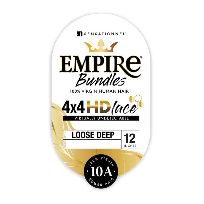 Sensationnel Empire Bundles 100% Human Hair 4x4 HD Lace Closure - LOOSE DEEP 12" - Image 2