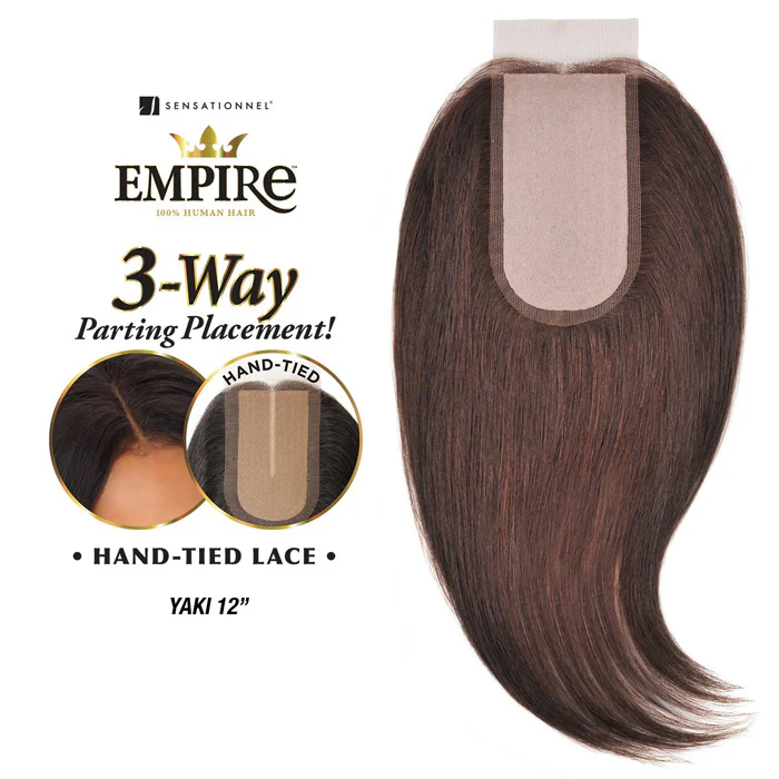 Sensationnel Empire Human Hair 3 Way Parting Lace Closure YAKI 12 Inch - Image 3