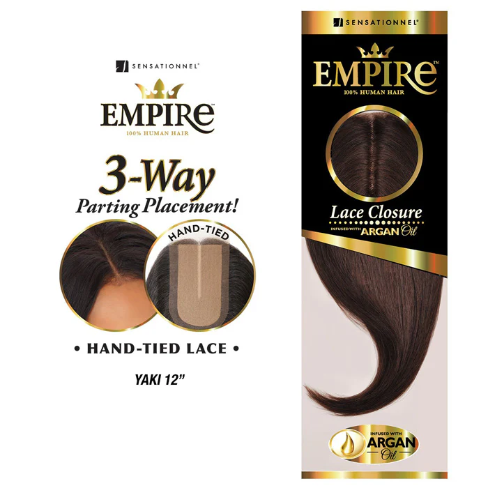 Sensationnel Empire Human Hair 3 Way Parting Lace Closure YAKI 12 Inch - Image 4