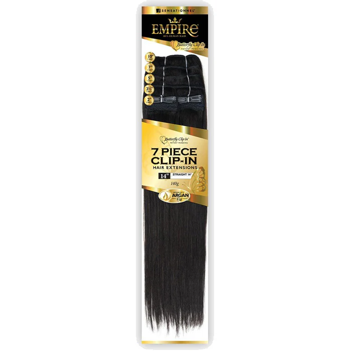Sensationnel Empire Human Hair Weaves 7 PCS Butterfly Clip-In - STRAIGHT 14" - Image 6