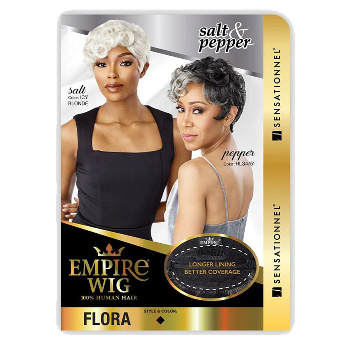 Sensationnel Empire Wig Salt & Pepper 100% Human Hair Full Wig - FLORA - Image 6