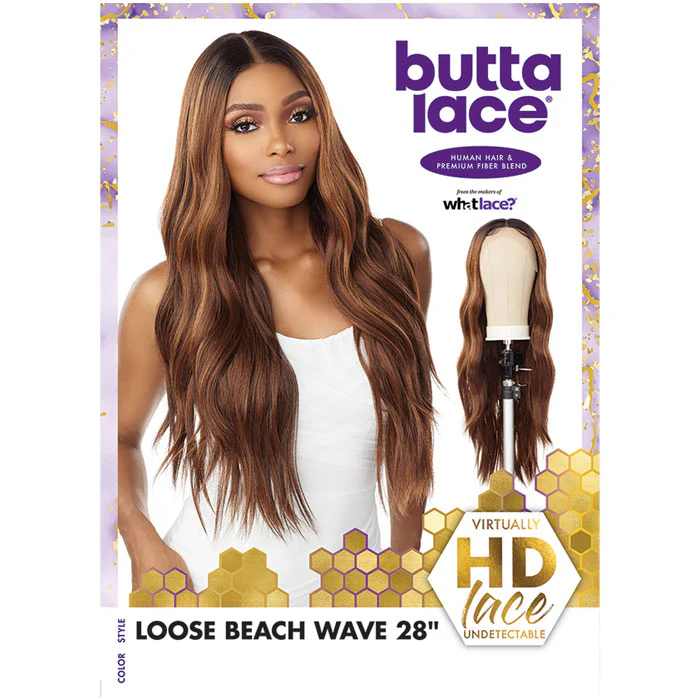 Sensationnel Human Hair Blend Butta HD Lace Front Wig - LOOSE BEACH WAVE 28" - Image 6
