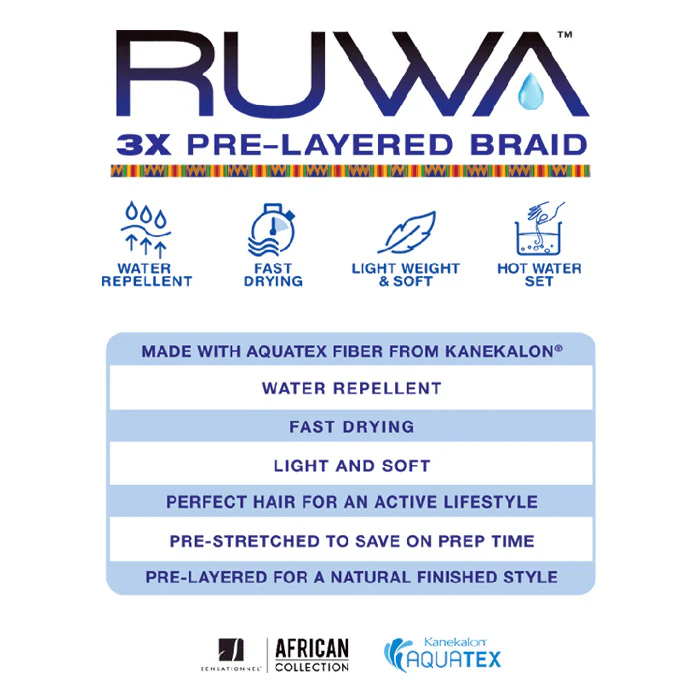 Sensationnel Ruwa Crochet Braids - 3X PRE-STRETCHED BRAID 48" - Image 11