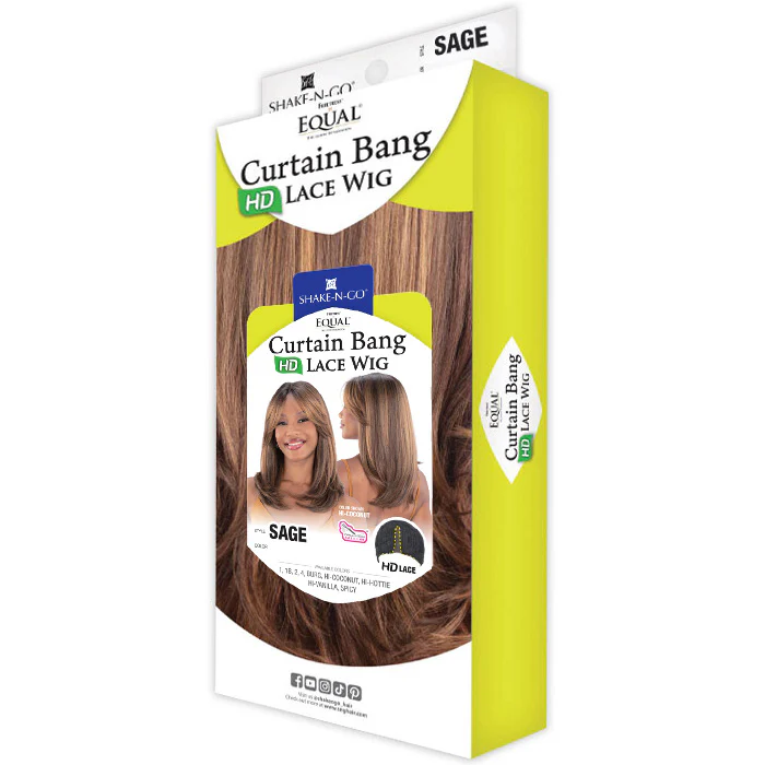 Shake N Go Equal Curtain Bang HD Lace Part Wig - SAGE - Image 5