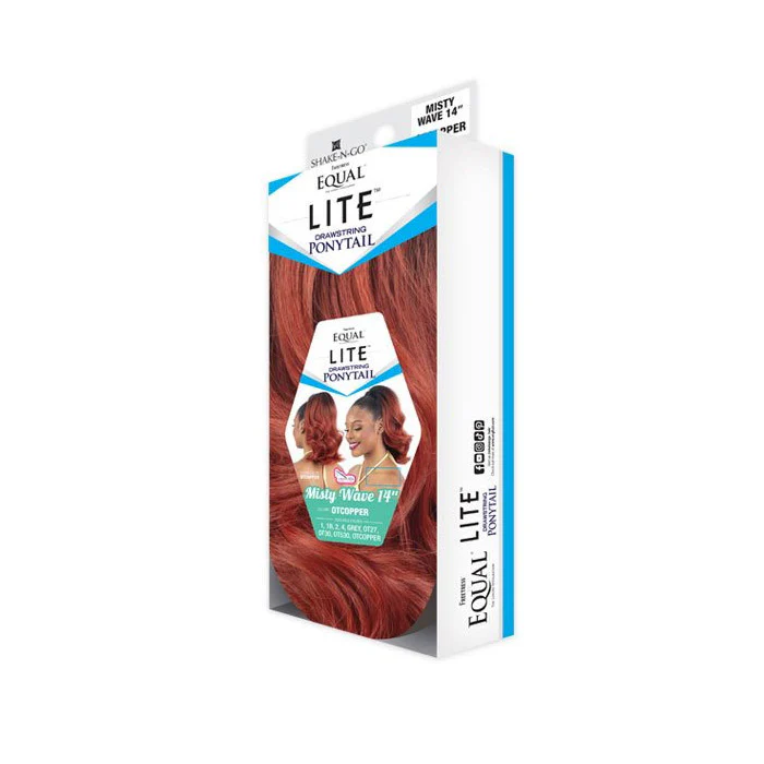 Shake N Go Equal Lite Drawstring Ponytail - MISTY WAVE 14" - Image 4