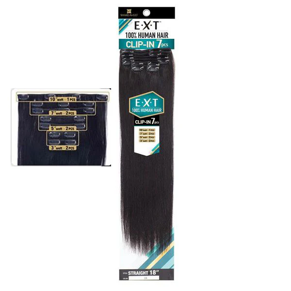Shake N Go EXT 100% Human Hair Extension Weave Clip In 7PCS - STRAIGHT 18" - Image 2