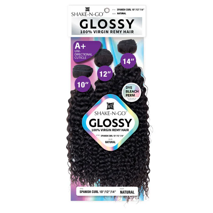 Shake N Go Glossy 100% Virgin Remy Hair Weave - SPANISH CURL (Multi Length) 3 Pcs - Image 4