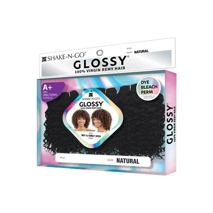 Shake N Go Glossy 100% Virgin Remy Hair Weaves - WET & CURLY 3PCS - Image 3