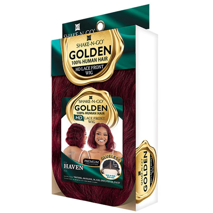 Shake N Go Golden 100% Human Hair Glueless 5" Deep HD Lace Front Wig - HAVEN - Image 5
