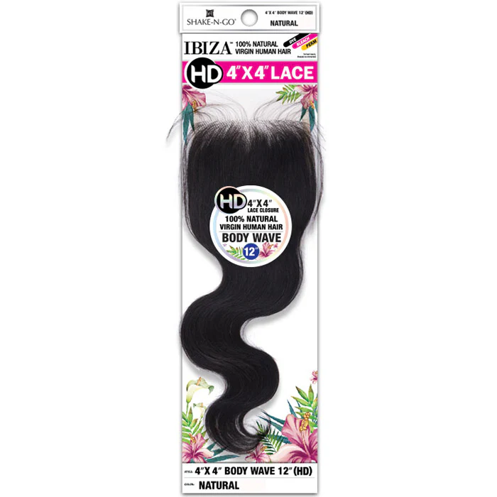Shake-N-Go Ibiza 100% Virgin Human Hair 4X4 HD Lace Closure - BODY WAVE 12