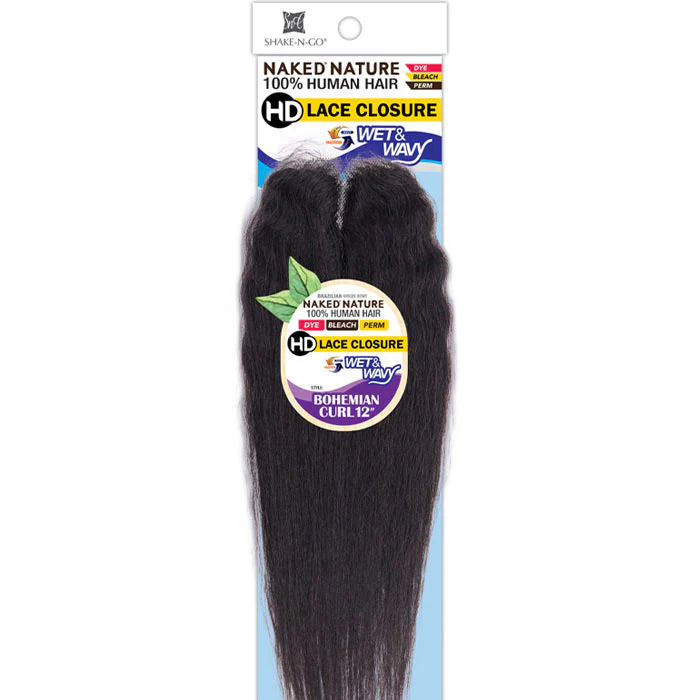 Shake N Go Naked 100% Human Hair HD Lace Wet & Wavy Closure - BOHEMIAN CURL 12/14/16"