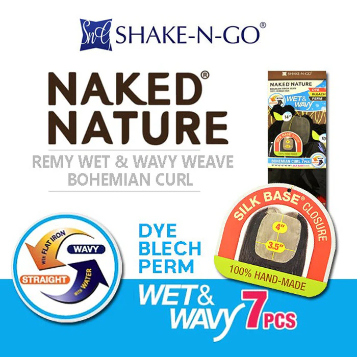 Shake-N-Go NAKED NATURE Wet & Wavy Weave 100% Human Hair - BOHEMIAN CURL 7Pcs (10"/12"/14") - Image 4