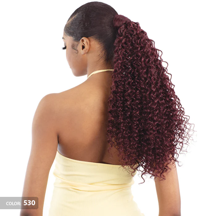 Shake N Go Organique Human Hair Blend PonyPro Secret Pocket Drawstring Ponytail - WATER CURL 18" - Image 3