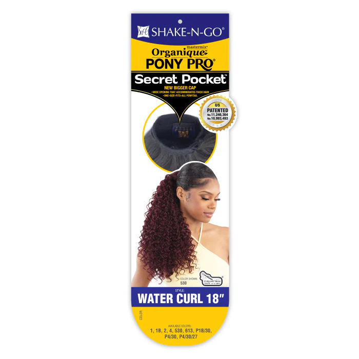 Shake N Go Organique Human Hair Blend PonyPro Secret Pocket Drawstring Ponytail - WATER CURL 18" - Image 4