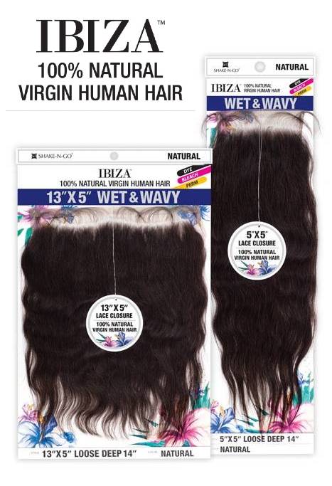 Shake N Go Virgin Human Hair Wet & Wavy 13x5 Lace Closure Ibiza DEEP CURL 10-16" - Image 2