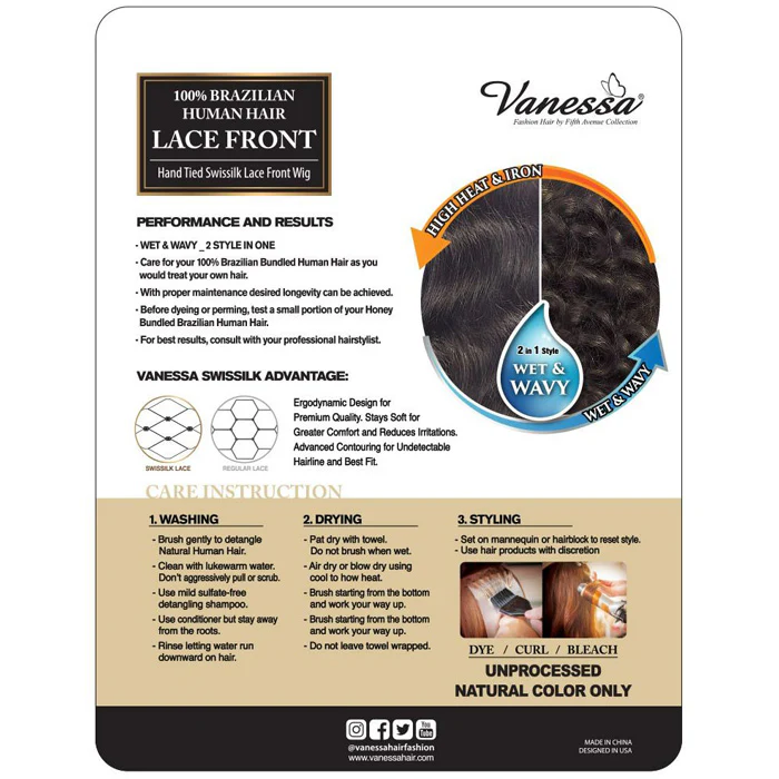 Vanessa 100% Brazilian Human Hair Swissilk Lace Front Wig TWJH WAMEE - Image 3